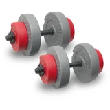 set od 8 tegova, ukupno 20 kg i 2 šipke sivo-crveni