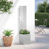 vidaXL Privatnost u vrtu Cvjetni Srebrna 32 x 140 cm Nehrđajući čelik | shoptok.hr