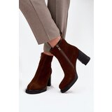 VINCEZA Women's Ankle Boots Made of Natural Suede on Heel Cene