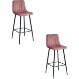  Set 2 POZZA barske stolice - Tamno Ružičasti Baršun / Crne Noge | shoptok.hr