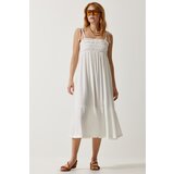 Women's White Strappy Crinkle Summer Knitted Dress | Eponuda.ba