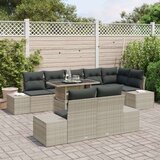  Vrtni Kavč Set Set 9 Bež, Črn Poli Ratan, Steklo, Poliester, (22065085) | Shoptok.si