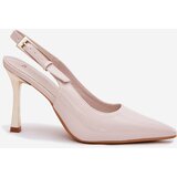 Boto Lacquered Heels With Open Back And Pointed Toes Light Beige Rivori | Shoptok.si