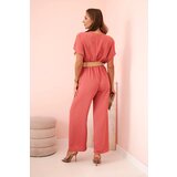 Kesi Włoski Overalls with a decorative belt at the waist dark pink | shoptok.hr