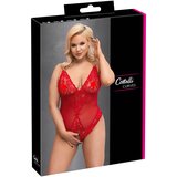 Cottelli Curves - prosojna čipkasta body (rdeča) | Shoptok.si