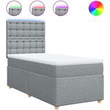 vidaXL Box spring postelja z vzmetnico svetlo siv 100x200 cm blago, (21291889) | Shoptok.si