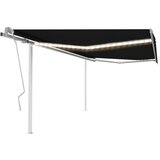 vidaXL ročno zložljiva tenda z led lučkami 4,5x3 m antracitna | Shoptok.si