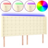  LED uzglavlje krem 183 x 16 x 118/128 cm od umjetne kože | shoptok.hr