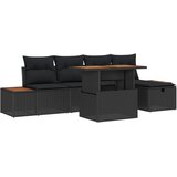 vidaXL Vrtna sedežna garnitura 6 pcs Črna poli ratan, (5000154276) | Shoptok.si