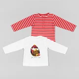 Zippy Otroška bombažna majica z dolgimi rokavi 2-pack rdeča barva