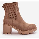 Boto Women's Heeled Boots with Zipper Eco Suede Beige Rashmi | ePonuda.com