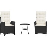  3-dijelni bistro set s jastucima crni od poliratana | shoptok.hr