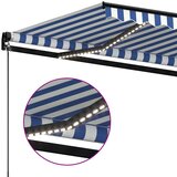 Tenda na ručno uvlačenje s LED svjetlom 500x300 cm plavo-bijela | Eponuda.com