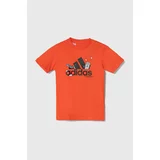 Adidas Otroška bombažna kratka majica oranžna barva
