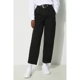 Carhartt WIP Pamučne hlače boja: crna, cargo kroj, visoki struk