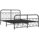  Metalni okvir kreveta uzglavlje i podnožje crni 140x190 cm | shoptok.hr