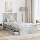  Krevetna konstrukcija s ladicama Betonski sivi 90 x 200 cm | shoptok.hr