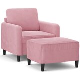  Fotelja s tabureom ružičasta 60 cm baršunasta | Eponuda.com