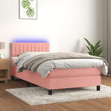 vidaXL Krevet box spring s madracem LED ružičasti 80x200 cm baršunasti | shoptok.hr