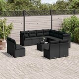  12-dijelni set vrtnih sofa od poliratana s jastucima crni | shoptok.hr