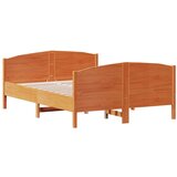  Okvir kreveta s uzglavljem voštano smeđi 135x190 cm od borovine | shoptok.hr