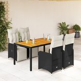  5-dijelni vrtni bistro set od poliratana s jastucima crni Crna 150 x 90 x 75 cm | shoptok.hr