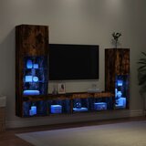  4-dijelni zidni TV elementi s LED svjetlima boja hrasta drveni Smeđa | shoptok.hr