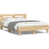vidaXL Posteljni okvir z vzglavjem sonoma hrast 120x190 cm inž. les Cene