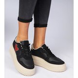 Gemre Black women's sneakers with a glittery heart Laira | Shoptok.si