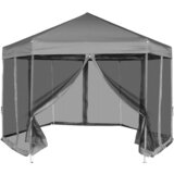 vidaXL šestkoten pop-up šotor s 6 stenami sive barve 3,6x3,1 m Cene
