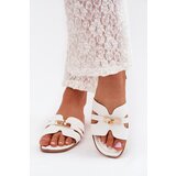 Boto Flat Ladies Slippers With Strap And Golden Detail White Kerenza | shoptok.hr