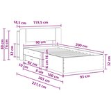  Okvir kreveta s pohranom s uzglavljem Siva Sonoma 90 x 200 cm | shoptok.hr
