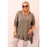 Kesi Włoski Women's Plus Size blouse with cotton, featuring a pocket and rolled sleeves kiwi Cene