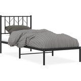  The Living Store Kovinski posteljni okvir z vzglavjem črn 80x200 cm - Posteljni Okvir, (21527538) | Shoptok.si