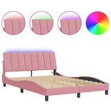 Maison Chic Posteljni okvir - Dvoposteljna postelja - Zakonska postelja z LED lučkami roza 140x200 cm žamet-J15528, (21776858) | Shoptok.si
