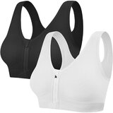 Venisymlis Podložen športni nedrček z zadrgo spredaj, močna opora za fitnes (M), (22097149) | Shoptok.si