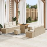 vidaXL 9-dijelni vrtni set sofa s jastučićima bež poli ratan akacija | shoptok.hr