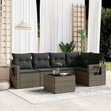  6-dijelni set vrtnih sofa od poliratana s jastucima sivi | shoptok.hr