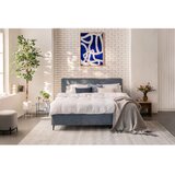 Bonami Selection Plavi tapecirani bračni krevet s madracem/letvičastim okvirom 180x200 cm Noira Slim - | shoptok.hr
