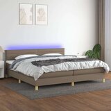  Krevet box spring s madracem LED smeđesivi 200x200 cm tkanina Cijene