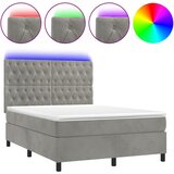 The Living Store Box spring postelja z vzmetnico LED sv. siva 140x190 cm žamet - Box Spring Postelja, (21492262) | Shoptok.si