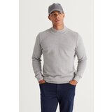 AC&Co / Altınyıldız Classics Men's Gray Melange Recycle Standard Fit Half Turtleneck Cotton Patterned Knitwear Sweater cene