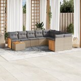 vidaXL 10-dijelni set vrtnih sofa s jastucima bež od poliratana | shoptok.hr