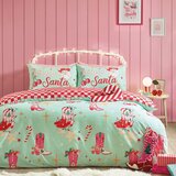 Catherine Lansfield Zelena/rožnata podaljšana posteljnina za zakonsko posteljo 230x220 cm Santa's Howdy Christmas – | Shoptok.si