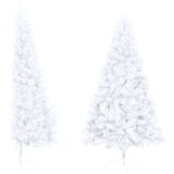 vidaXL Polovična novoletna jelka s stojalom bela 150 cm PVC | Shoptok.si