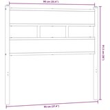 vidaXL Posteljno vzglavje dimljeni hrast 90 cm železo/inženirski les | Shoptok.si