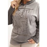 Kesi Włoski Women's Plus Size washed hoodie with a print graphite | Eponuda.ba