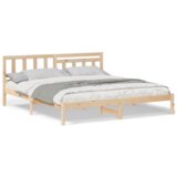 vidaXL konstrukcija postelje rjava 200 x 200 cm masivno borovo les | Shoptok.si