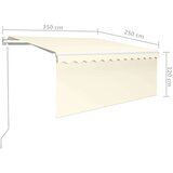 vidaXL Avtomatska tenda s senčilom LED + senzor 3,5x2,5 m krem | Shoptok.si