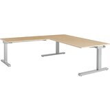 mauser Pisalna miza, s priključkom, ŠxG 1800 x 900 mm, kotni element na levi strani (širina 1200 mm), plošča imitacija javorja, ogrodje aluminijasto s | Shoptok.si